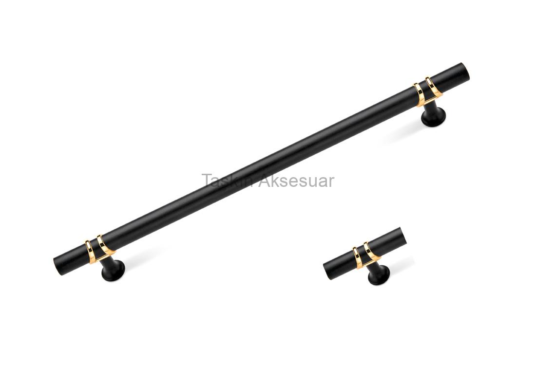 ErgeneSiyahAltın Ergene Metal Kulp 96-128-160-192-224-320mm Siyah+Altın Renk Gold - Görsel 1