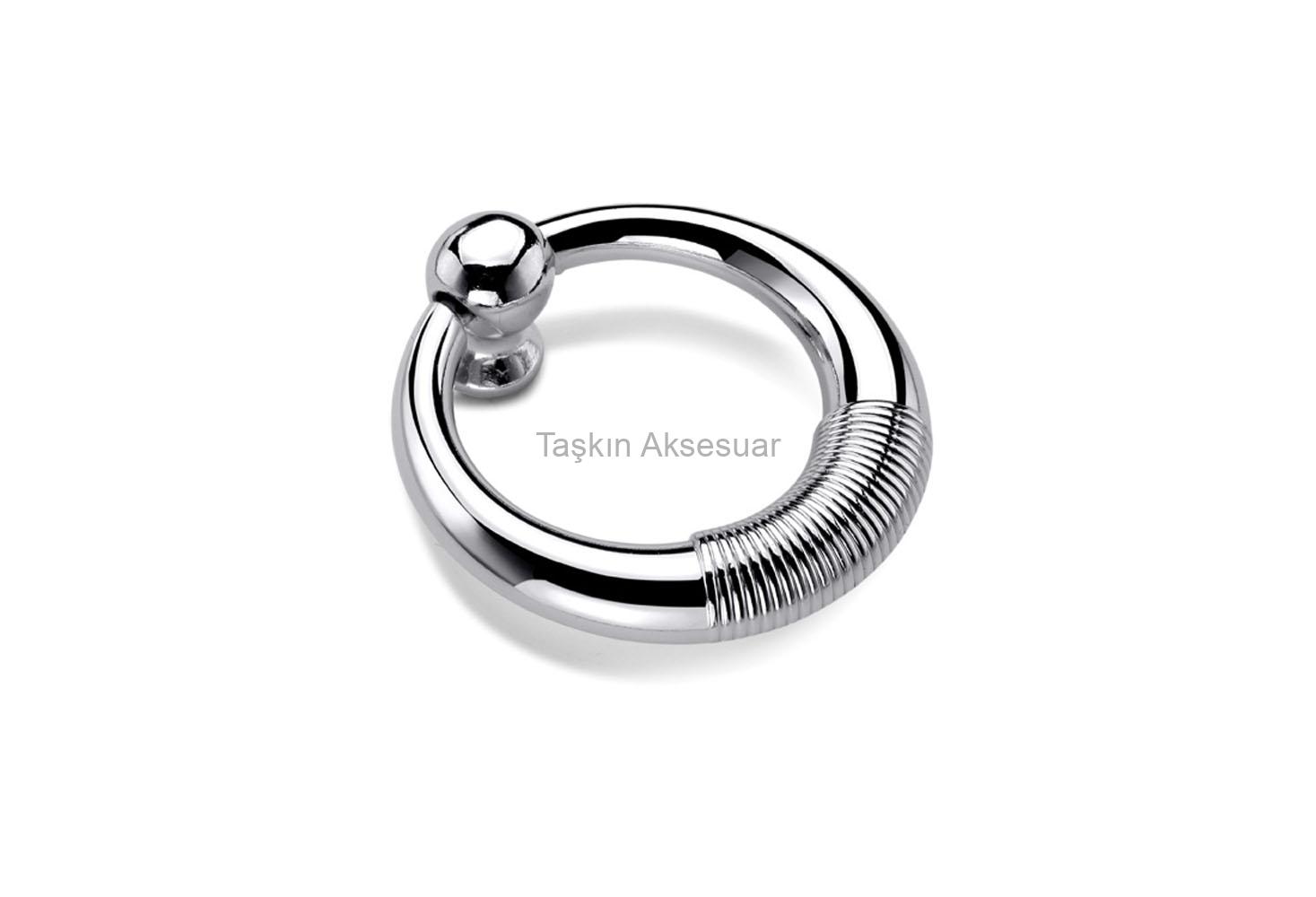 GüneşHalkaKrom Güneş Halka Sarkaç Metal Düğme Kulp Krom Renk Gümüş Tek Delikli - Görsel 1
