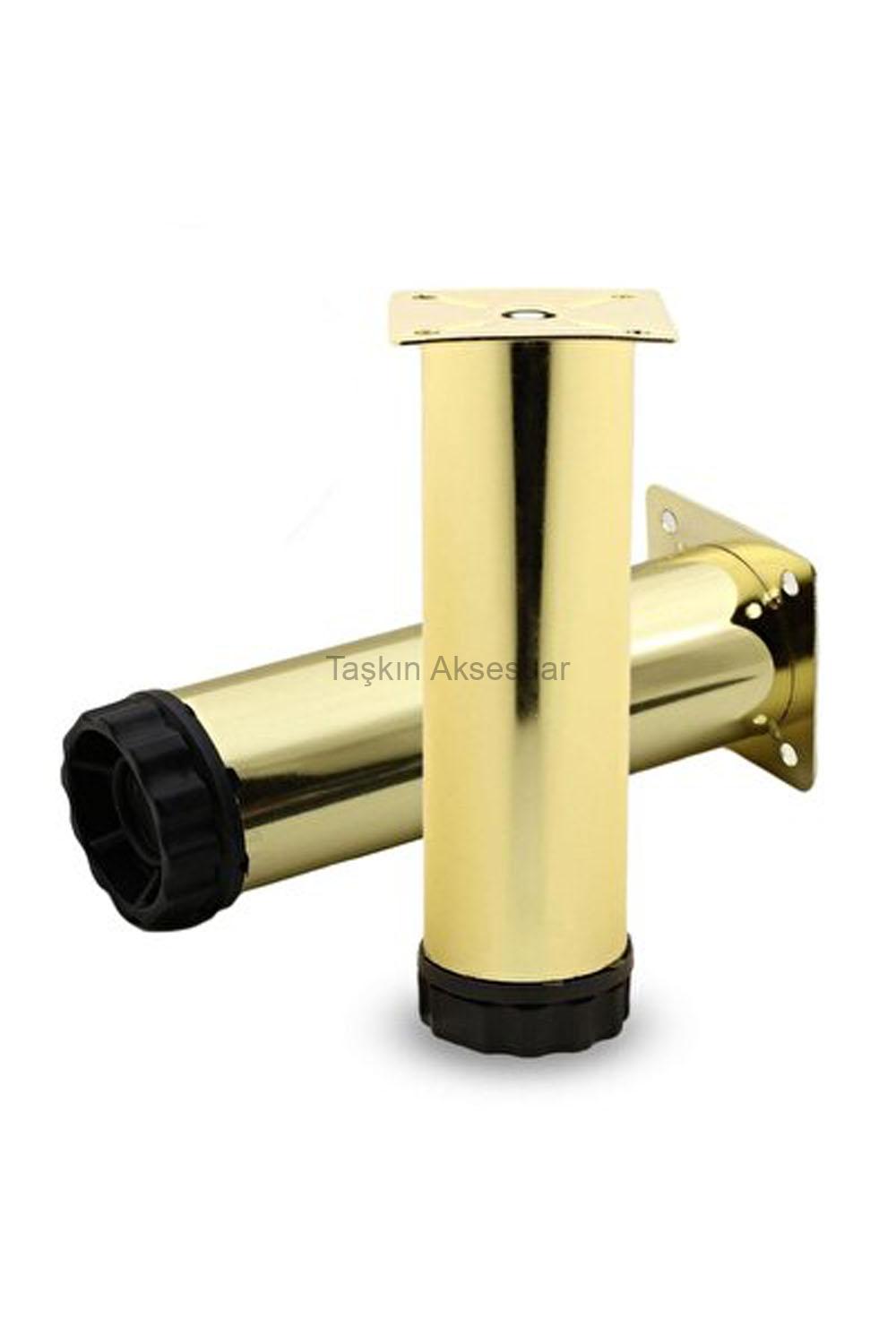 METALBORUALTIN Ayarlı Metal Boru Ayak 10-12-15-18-19-20-24-25cm Altın Renk Gold Çapı Q42mm Orta Destek Ayağı - Görsel 1