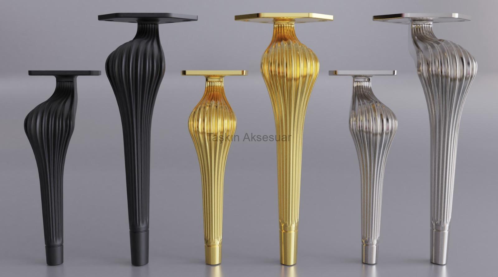 OTTOMAN Ottoman Metal Ayak 16-21cm Mat Siyah Renk - Görsel 1
