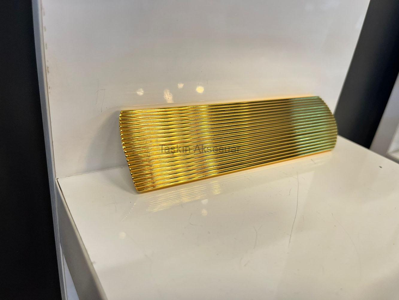 PumaÇizgili32mmAltın(10) Puma Çİzgili Metal Kulp 32mm Altın Renk Gold - Görsel 1