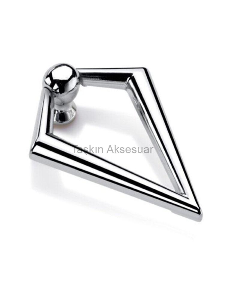VSARKAÇKROMmmm(1) V Sarkaç Misket Üçgen Düğme Metal Kulp Krom Renk Gümüş Tek Delikli - Görsel 1
