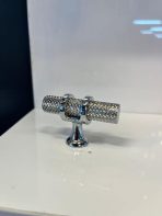 Yüzük Desenli Düğme Metal Kulp Krom Renk Gümüş Tek Delikli - Görsel 3