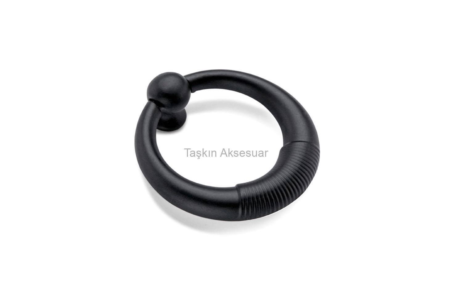 GüneşHalkaSiyah Güneş Halka Sarkaç Metal Düğme Kulp Mat Siyah Renk Tek Delikli - Görsel 1