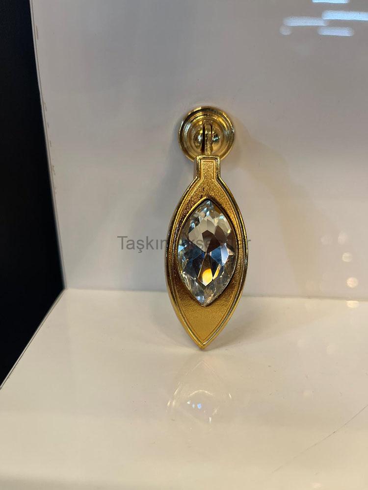 KAMBERKUMLU(3) Kamber Sarkaç Metal Düğme Kulp Taşlı Kumlu Altın Renk Gold Tek Delikli - Görsel 1