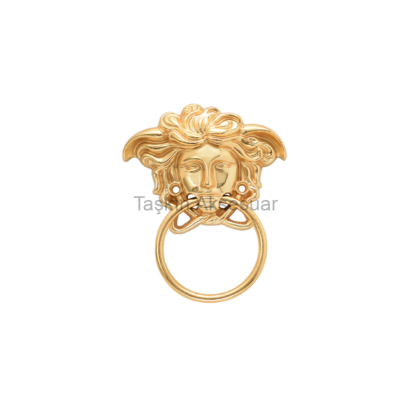Medusa Kafası Sarkaç Metal Kulp Sandalye Altın Renk Gold Süs