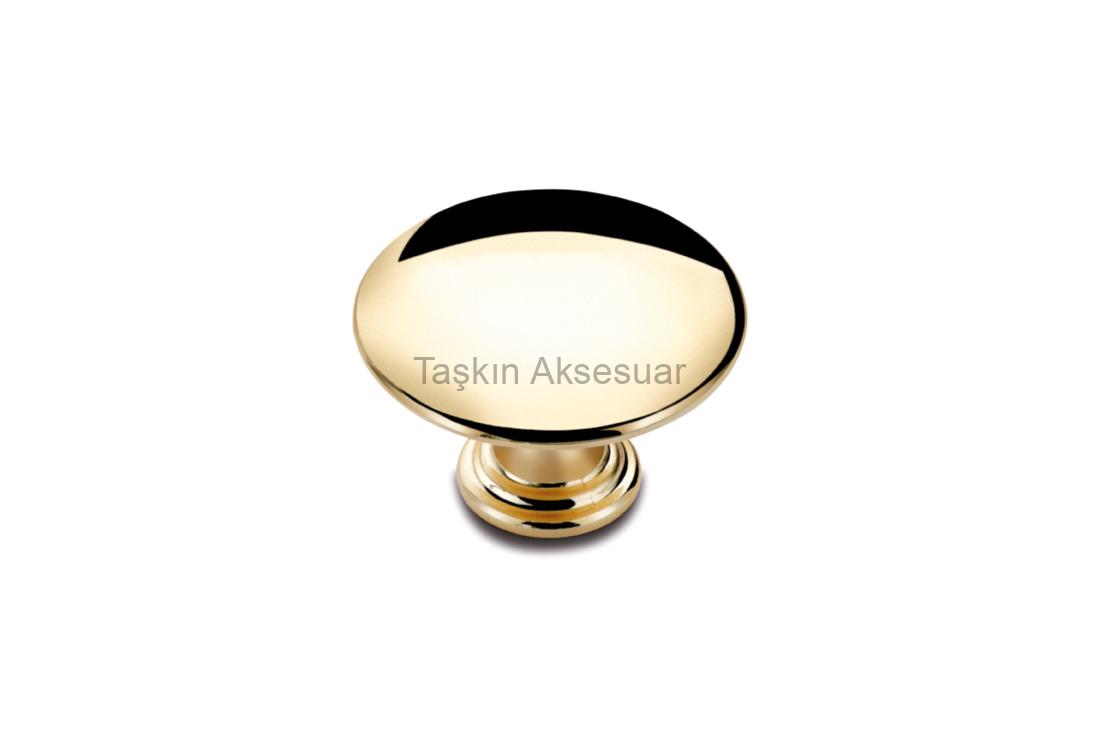 MAntarAltın Mantar Metal Düğme Kulp Çap 35-40mm Tek Delikli Altın Renk Gold - Görsel 1