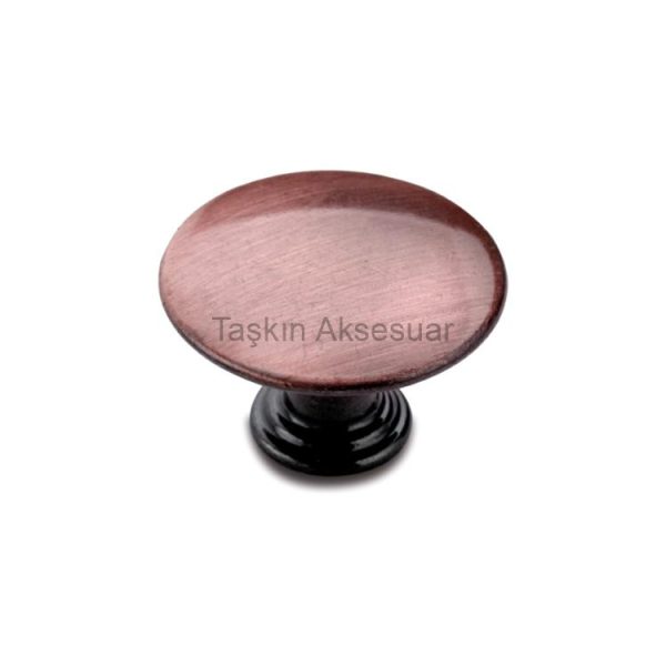 Mantar Metal Düğme Kulp Çap 35-40mm Tek Delikli Antik Bakır Renk