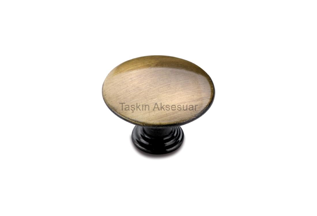 MantarAntikSArı Mantar Metal Düğme Kulp Çap 35-40mm Tek Delikli Antik Sarı Renk - Görsel 1