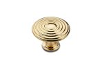 Çizgili Mantar Metal Düğme Kulp Çap 35mm Tek Delikli Altın Renk Gold