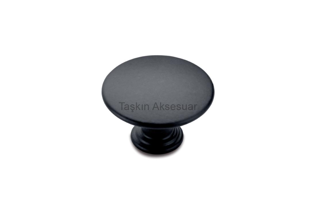 MantarSiyah Mantar Metal Düğme Kulp Çap 35-40mm Tek Delikli Mat Siyah Renk - Görsel 1