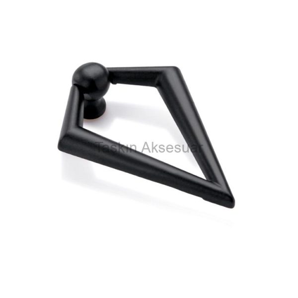 V Misket Sarkaç Metal Düğme Kulp Tek Delikli Üçgen Mat Siyah Renk