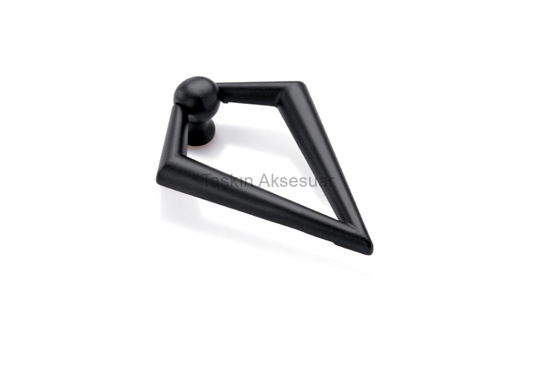 VsarkaçSiyah V Misket Sarkaç Metal Düğme Kulp Tek Delikli Üçgen Mat Siyah Renk - Görsel 1