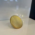Çizgili Yuvarlak Metal Düğme Mobilya Kulpu Mat Altın Renk Gold Daire Tek Delikli - Görsel 2